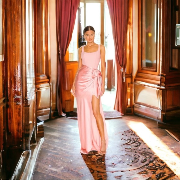 cinq a sept Dresses & Skirts - NEW Cinq A Sept Long Pink Gown Marian Maxi Dress Sleeveless Thigh High Slit 12